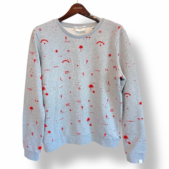 Scotch & Soda Tops - Scotch & Soda Maison Scotch Midnight Safari grey Sweatshirt, red print, szL, NWT